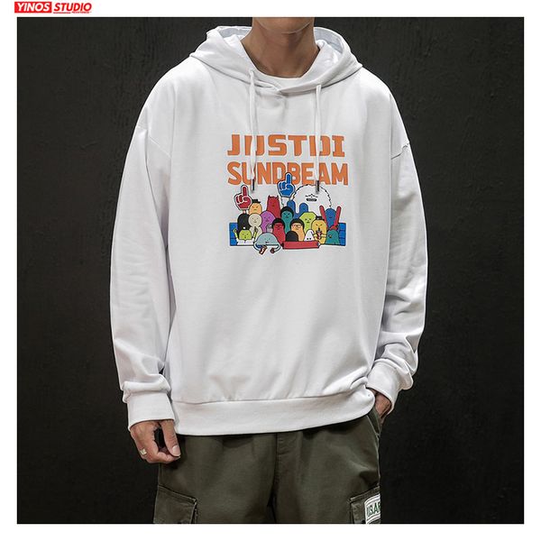 

dropshipping autumn men oversized sport sweatshirt streetwear thick mens hoodies solid cartoon hooded cotton pullover, Black