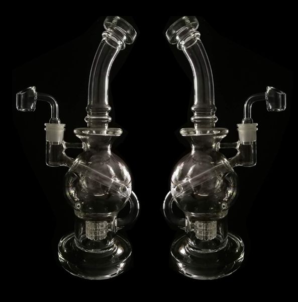 Twitter Bong 2020 Hot Ball Thick Glass Water Pipes Global Base Vortex Recycler Oil Rigs Smoking Pipe Matrix Perc Ball Rigs Glasbongs