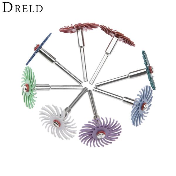 

dreld 10pcs dremel accessories abrasive brush radial bristle polishing buffing wheel mixed grit +2pcs mandrel for rotary tools