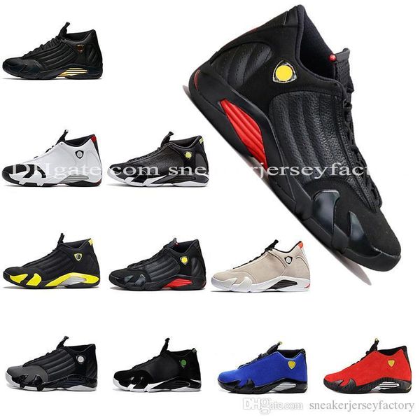 

mens 2019 designer 14 14s the last sbasketball shoes desert sand dmp black toe red thunder mens sports trainers designer sneakers 41-47
