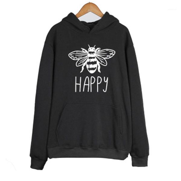 

руна с длинным рукавом женский дизайнер одежды печать bee толстовки толстовки bee kind счастливый женщины толстовки моды, Black