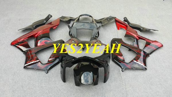 Kit de corpo de carenagem de injeção para Honda CBR900RR 929 00 01 CBR 900RR CBR900 RR 2000 2001 Chamas vermelhas Fairings Bodyowrk + Presentes HZ42