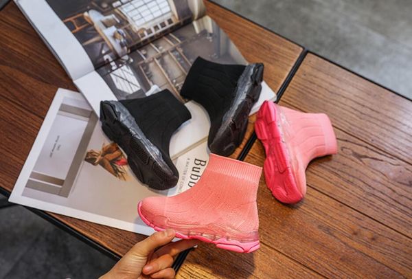 

2019 new flying children's socks shoes boys' knitting shoes girls' elastic leisure sports shoes trend 26-36dhl, Black