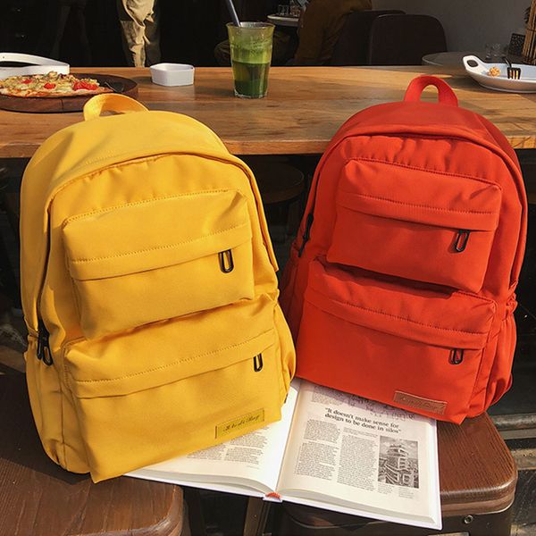 

solid color backpack canvas backpack for women waterproof nylon multi pocket travel backpacks large capacity school bag for teen