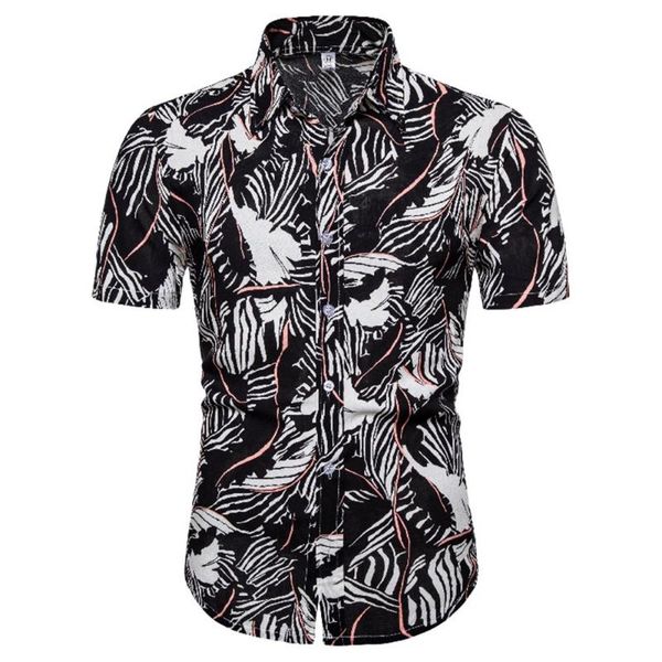 

2020 hawaii men shirt punk rock summer beach blouse party flower print shirts hip hop novelty floral streetwear clothes, White;black
