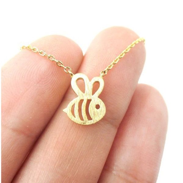 

qiming new cute animal bumble bee necklace women gold silver baby jewelry cute insect charm necklace for girl gift