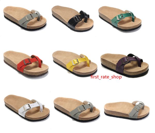 

ell genuine leather slippers women flat sandals mens shoes one buckle fashion designer summer beach with orignal box