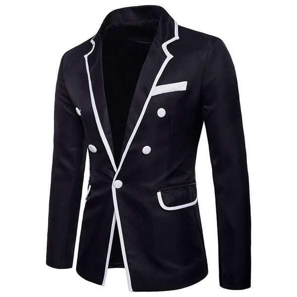 

adisputent new male casual suit jacket business blazers men coat fashion design men's long sleeves slim fit suits blazer suits, White;black