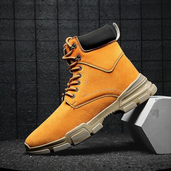 

popular outdoor boots for men anti-slip work boots for men casual man shoes yellow trekking spring cowboy mens, Black
