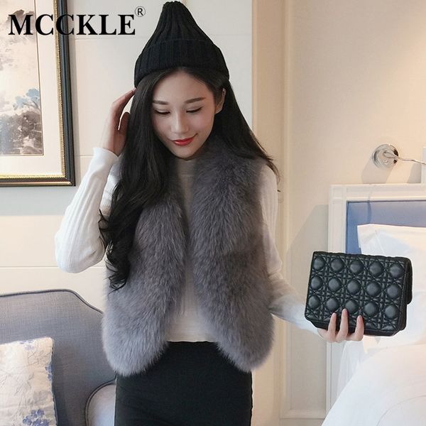 

women's faux fur short vest 2019 autumn winter female fashion outwears ladies solid fluffy plus size sleeveless coats, Black