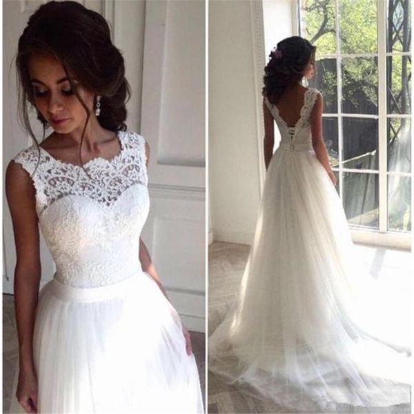 

backless korean wedding dresses vestido de noiva simples 2019 white tulle a line cap sleeve wedding dresses with 2020 new