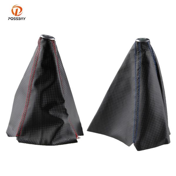 

possbay auto car gear shift boot cover blue/red manual shifter gear shift collars automobiles shifter knob interior parts