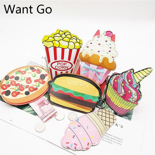 

want go kawaii 3d bread design children coin purse cute coin wallet pouch leather small purse girls mini clutch key storage bag, White