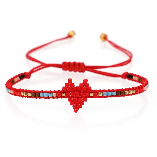 

rttooas red heart браслет miyuki шариков pulseras bohemian манжета браслеты мода женские ювелирные изделия пары lover подарков ручной работы, Golden;silver