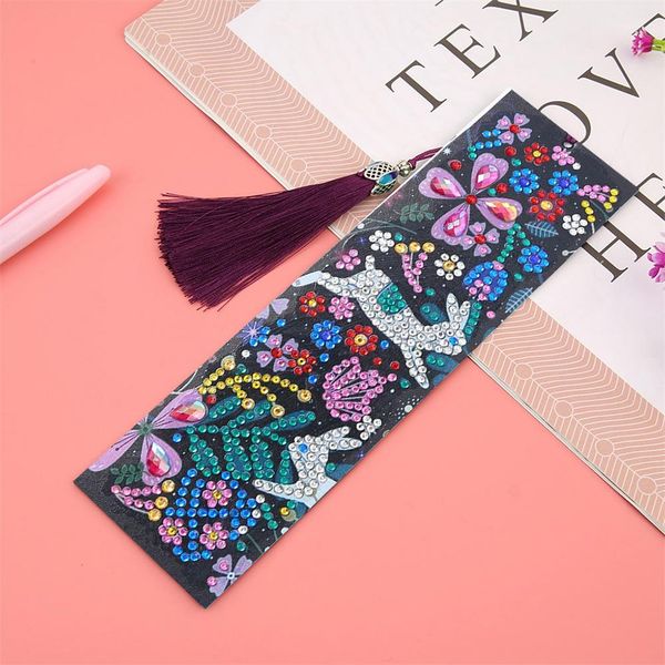 

5d diy diamond bookmark painting leather bookmark tassel book marks special shaped diamond embroidery diy craft