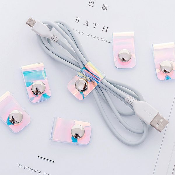 

3pcs laser usb charger cable protector diy set with cable winder charging stickers spiral cord protector desk set