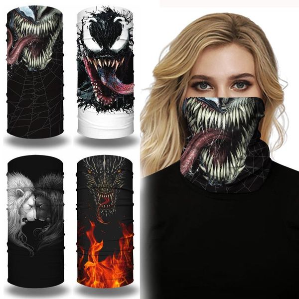 

venom animal seamless balaclava magic scarf headwear outdoor sports bandanas cycling hiking mask neck gaiter breathable beanies, Blue;gray