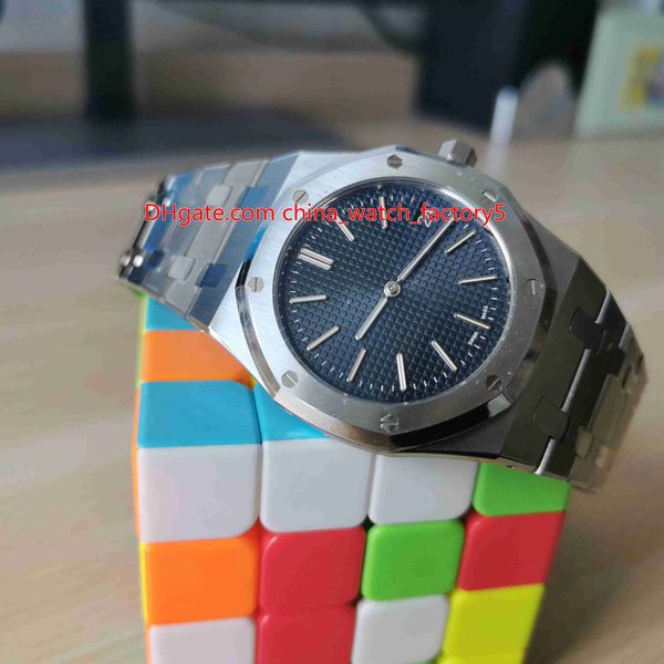 

xf factory blue dial 39mm jumbo extra-thin 15202 15202st 904 steel cal.2121 movement mechanical automatic mens watch watches, Slivery;brown