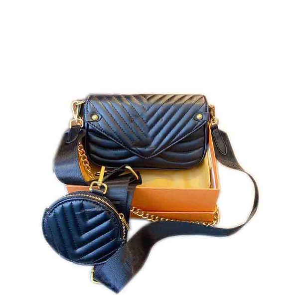 

classic style ladies leather wallet handbag shoulder bag with chain two shoulder straps, mother and child bag, five colors, with box