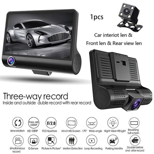 

2019 new 4 inch dual lens hd 1080p car dvr camera recorder rear view camera video board sensor g high-definition video