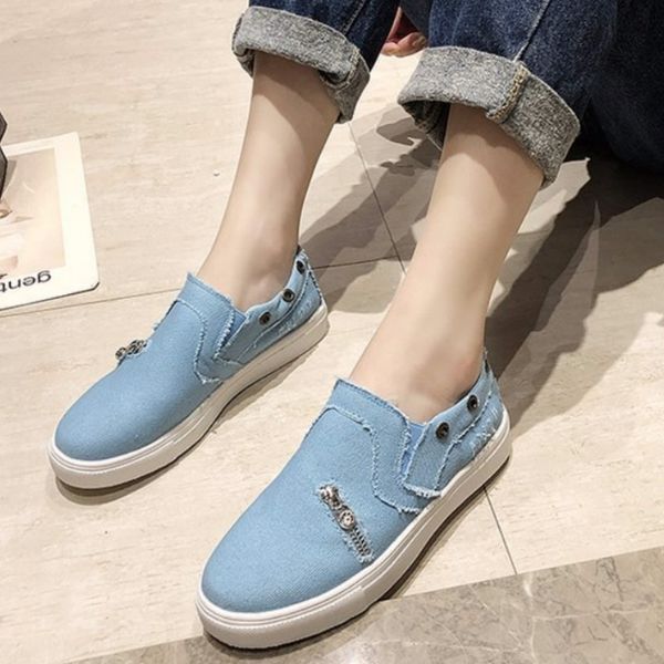 

women canvas walking shoes slip on loafers shoes woman loafers canvas comfortable flat side zipper big size 35-43 z1-32
