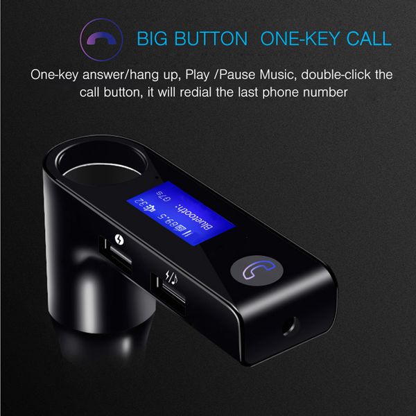 

car fm transmitter support u disk phone dual usb charger power adapter mp3 bluetooth4.1 player handsfree