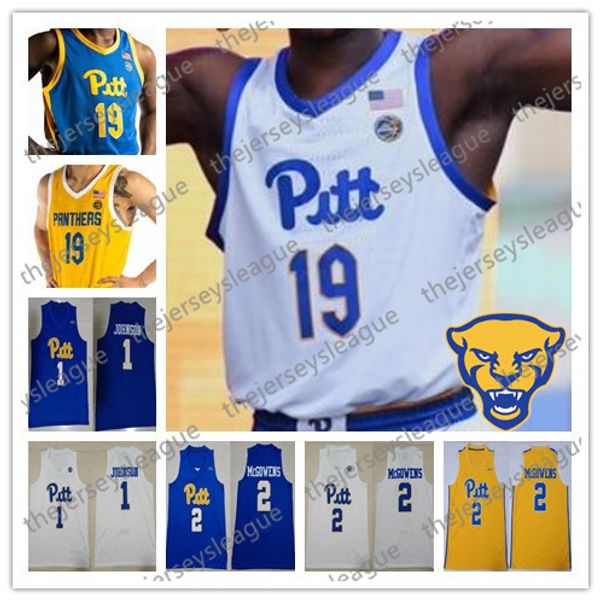 

custom pittsburgh panthers 2020 pitt basketball jersey black blue white yellow 1 xavier johnson 2 trey mcgowens 24 ryan murphy