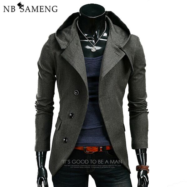 

2017 новая весна осень мужчины с капюшоном плащ пальто костюм ветровка тонкий куртки верхняя одежда sobretudo c003 мужчина для, Tan;black