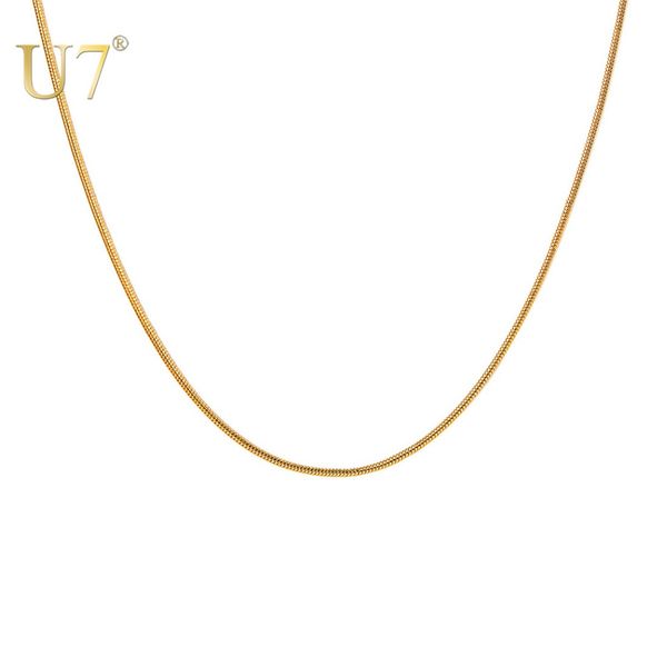 

u7 snake chain 1.2 mm 18 inches gold / black plated stainless steel chain men/women necklace punk jewelry gift wholesale n1121, Silver