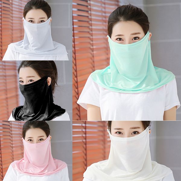 

zivgh spring protection neck mask breathable woman face thin sun and summer cycling uv protection mask scarf mask veil small silk scarf, Black