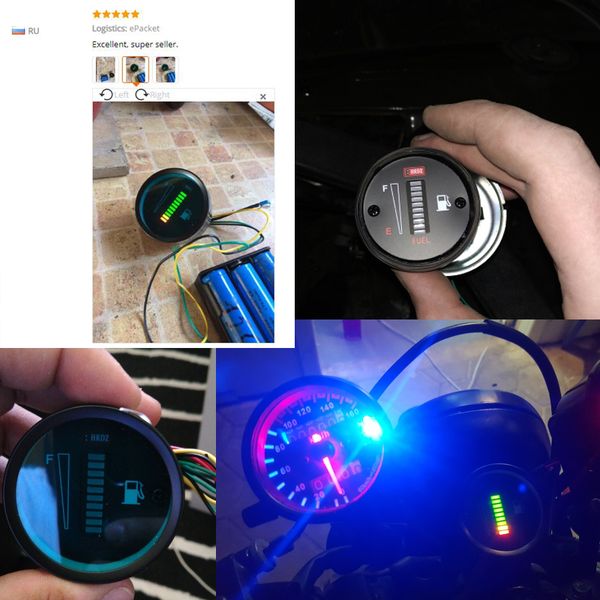 

fuel pressure tester gauge 10 led fuel level meter gauge level sensor 12v motorcycle automobile aluminum alloy car styling