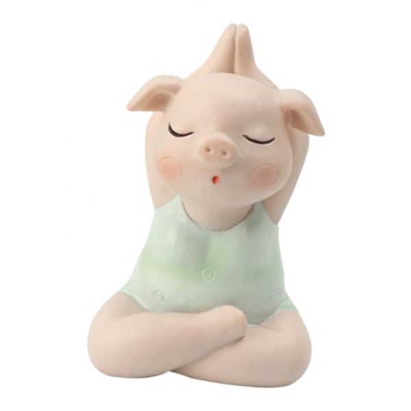 

resin creative cartoon yoga pig decor yoga piggy statue for micro fairy garden decoration ornaments