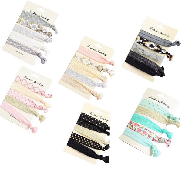 Fashion New 2018 Women Girls Printed Lace Flat Stars Hair Ties