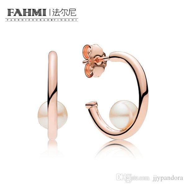 

fahmi 100% 925 sterling silver new listing 287528p rose contemporary pearls hoop earrings original jewelry charming women gift, Golden;silver