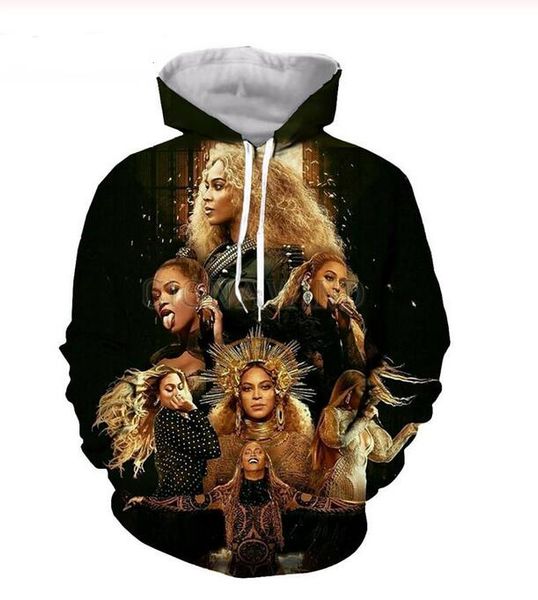 Rainha Beyonce! Camisolas com capuz Casacos Homens Mulheres Hoodies 3d Marca Masculino Long Sleeve Treino capuz Casual Mais de RR0310 Tamanho