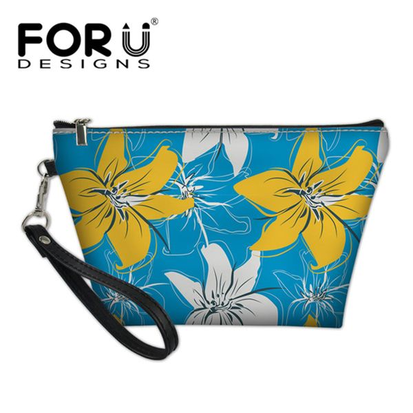 

forudesigns fashion waterproof travel cosmetic case women's handbag makeup bag floral style printing wash toiletry leather bags