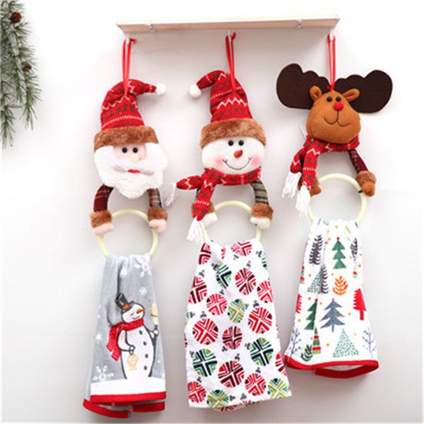 

christmas towel napkin hanging ring shelving santa claus elk snowman decor christmas snowman shape door decoration 2019 hot