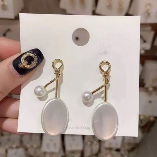 

new earrings geometric simulated pearl jewelry boucle d'oreille femme 2019 gold color metal kolczyki pendientes for women, Silver
