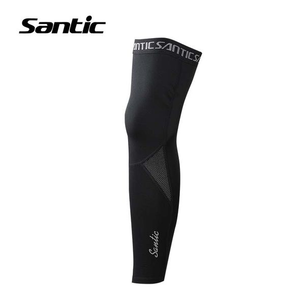 

santic 1 pair winter cycling outdoor thermal leggings mens women perneras ciclismo hombre bike knee warmer sleeve, Black