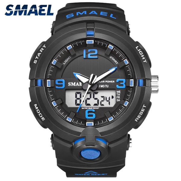 

smael 2019 luxury brand watch men military watches sport quartz wristwatches male big watch led 8017 men watches water resistant, Slivery;brown