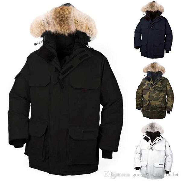 

2019-2020 canada men goose expedition parka down jacket 90% white goose fabric outdoor coat regular hooded warm doudoune dhl ing, Black