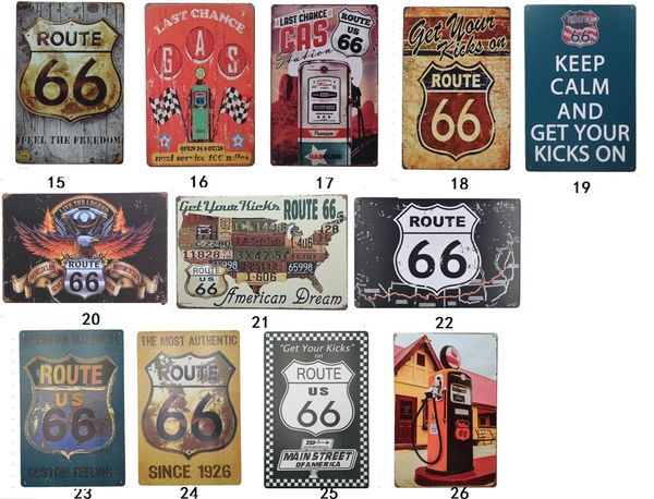 26 Stil alte Route 66 Vintage Craft Blechschild Retro Metallplatte Home Restaurant KTV Küche Bar Pub Schilder Wandkunst Aufkleber