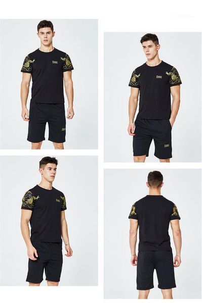 

styles mens 2pcs sets homme daily sport summer shorts suits dragon print mens tracksuits fashion chinese, Gray