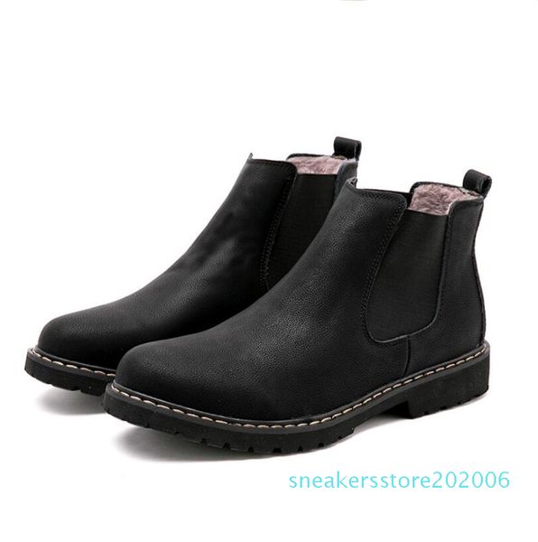 

plus size 38-45 winter mens designer shoes black leather footwear warm plush fur for men 8z-610 s06