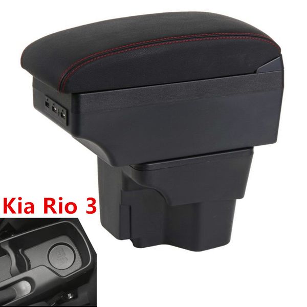 

for russia kia k2 rio 3 armrest box 2016 2012 2015 2014 2013 2012 car storage usb organizer leather auto cup holder accessories