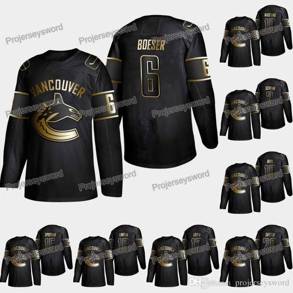 

Vancouver Canucks Brock Boeser 2019 Golden Edition Jersey Luke Schenn Josh Teves Derrick Pouliot Pavel Bure Trevor Linden Alexander Edler