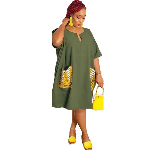 

платья размер европейских и американских женщин одежда с коротким рукавом pocket plus, Black;gray