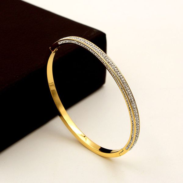 

jewelry four rows of diamonds dark buckle bracelets women's bracelets titanium steel love bracelete, Black