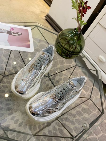 

new dhl ms. thick-heeled shoe cloth carved luxury wild lace up casual shoes sneakers ing