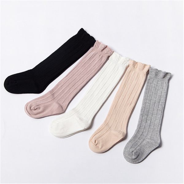 

baby tube ruffled stockings girls boys uniform knee high socks infants and toddlers cotton pure color 0-3t fj479, Pink;yellow